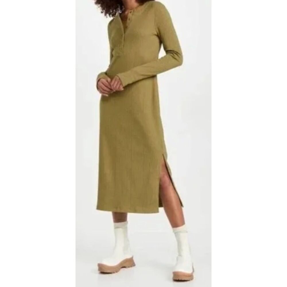 Sweaty Betty Ribbed Jersey Midi Dress Woodland Green Size Small NWT